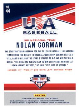 2018 Panini USA Baseball Stars & Stripes - Longevity #44 Nolan Gorman Back