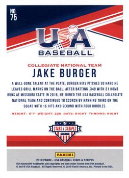 2018 Panini USA Baseball Stars & Stripes - Longevity #75 Jake Burger Back