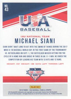 2018 Panini USA Baseball Stars & Stripes - Longevity Base #43 Michael Siani Back