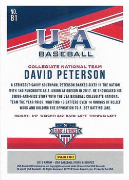 2018 Panini USA Baseball Stars & Stripes - Longevity Base #81 David Peterson Back