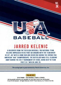 2018 Panini USA Baseball Stars & Stripes - 18U National Team Signatures Black Ink #JK Jarred Kelenic Back
