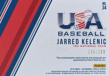 2018 Panini USA Baseball Stars & Stripes - Stars and Stripes Signatures #34 Jarred Kelenic Back