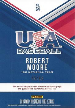 2018 Panini USA Baseball Stars & Stripes - USA BB Silhouettes Black Gold Signatures Jerseys #64 Robert Moore Back