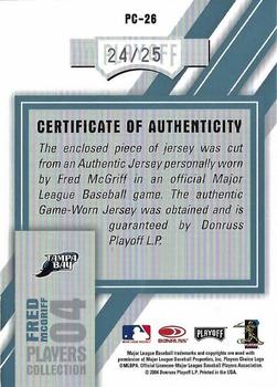 2004 Playoff Honors - Players Collection Jersey Platinum #PC-26 Fred McGriff Back