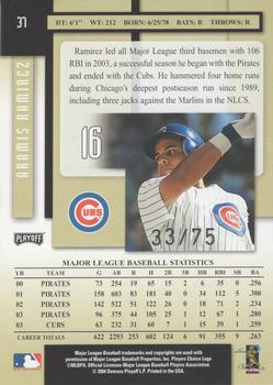 2004 Playoff Prestige - Xtra Bases Black #37 Aramis Ramirez Back