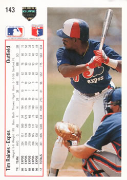 1991 Upper Deck #143 Tim Raines Back