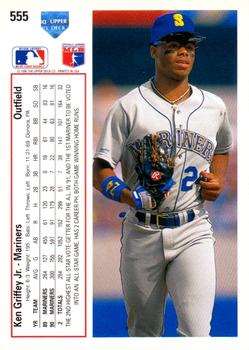 1991 Upper Deck #555 Ken Griffey Jr. Back