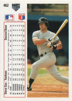 1991 Upper Deck #462 Steve Sax Back