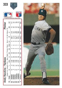 1991 Upper Deck #333 Andy Hawkins Back