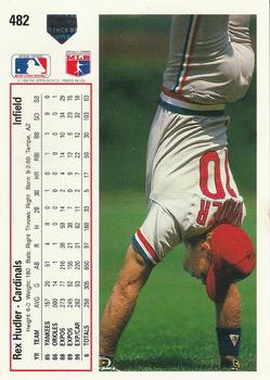 1991 Upper Deck #482 Rex Hudler Back