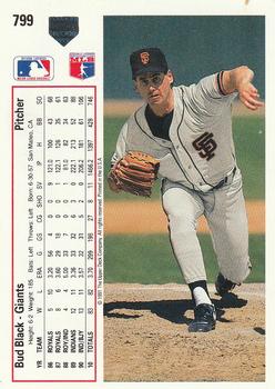 1991 Upper Deck #799 Bud Black Back