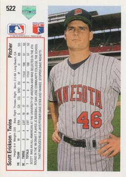 1991 Upper Deck #522 Scott Erickson Back