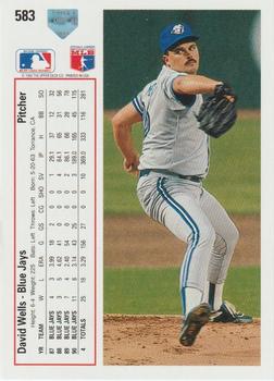 1991 Upper Deck #583 David Wells Back