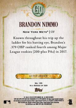 2018 Topps Gypsy Queen - Missing Black Plate #155 Brandon Nimmo Back