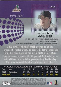 2004 Finest #32 Brandon Webb Back