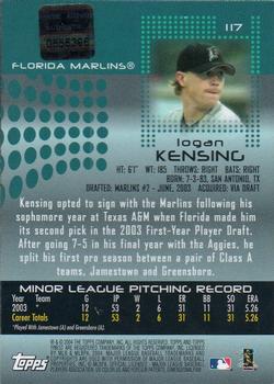 2004 Finest #117 Logan Kensing Back