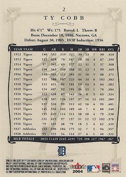 2004 Fleer Greats of the Game #2 Ty Cobb Back