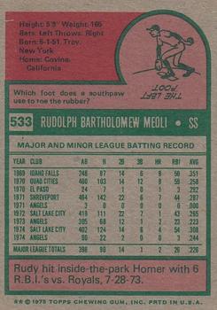 2014 Topps - 75th Anniversary Buybacks 1975 #533 Rudy Meoli Back