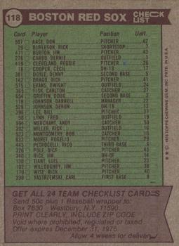 2014 Topps - 75th Anniversary Buybacks 1976 #118 Boston Red Sox / Darrell Johnson Back