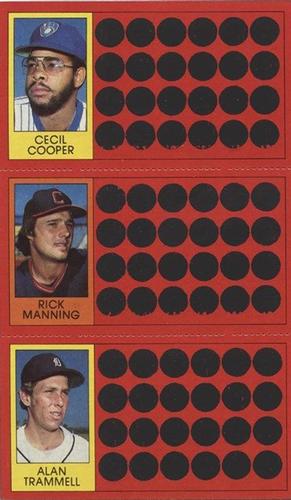 1981 Topps Scratch-Offs - Panels #2 / 19 / 38 Cecil Cooper / Rick Manning / Alan Trammell Front