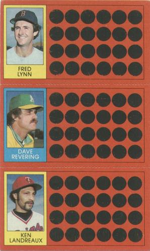 1981 Topps Scratch-Offs - Panels #5 / 22 / 41 Fred Lynn / Dave Revering / Ken Landreaux Front