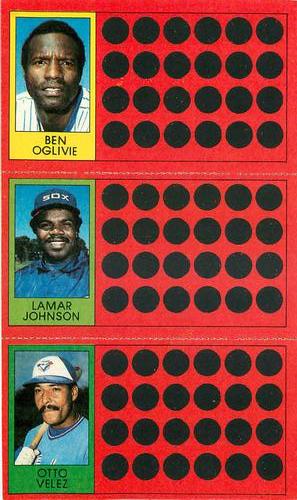 1981 Topps Scratch-Offs - Panels #7 / 26 / 44 Ben Oglivie / Lamar Johnson / Otto Velez Front