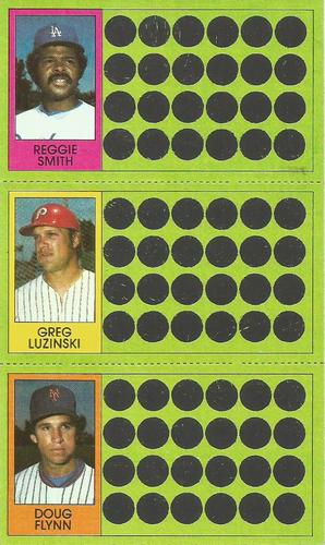 1981 Topps Scratch-Offs - Panels #57 / 74 / 93 Reggie Smith / Greg Luzinski / Doug Flynn Front