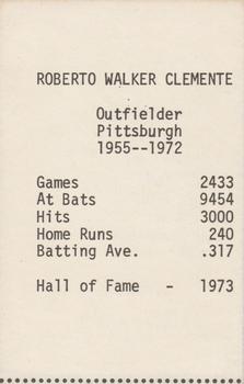 1975 TCMA All-Time Greats #NNO Roberto Clemente Back