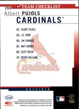 2004 Leaf #299 Albert Pujols Back