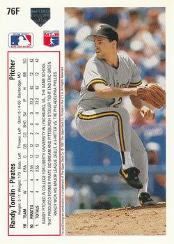 1991 Upper Deck Final Edition #76F Randy Tomlin Back