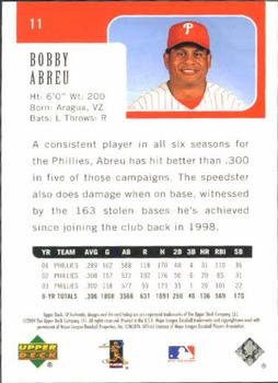 2004 SP Authentic #11 Bobby Abreu Back