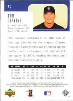 2004 SP Authentic #15 Tom Glavine Back