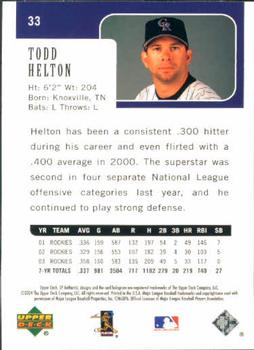 2004 SP Authentic #33 Todd Helton Back