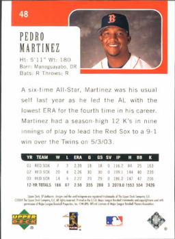 2004 SP Authentic #48 Pedro Martinez Back