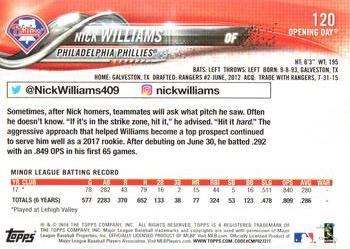 2018 Topps Opening Day - Purple #120 Nick Williams Back