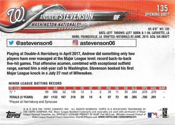 2018 Topps Opening Day - Purple #135 Andrew Stevenson Back