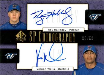 2004 SP Authentic - SP Chirography Dual #DC-HW Roy Halladay / Vernon Wells Front