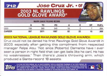 2004 Topps #712 Jose Cruz Jr. Back