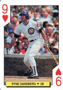 1992 U.S. Playing Card Co. Chicago Cubs Playing Cards #9♥ Ryne Sandberg Front