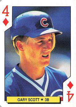 1992 U.S. Playing Card Co. Chicago Cubs Playing Cards #4♦ Gary Scott Front