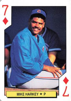 1992 U.S. Playing Card Co. Chicago Cubs Playing Cards #7♦ Mike Harkey Front