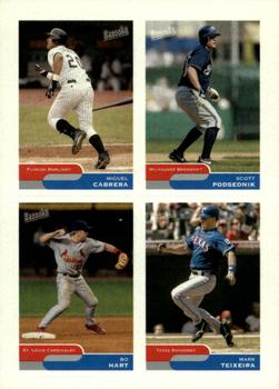 2004 Bazooka - 4-on-1 Stickers #7 Miguel Cabrera / Scott Podsednik / Bo Hart / Mark Teixeira Front