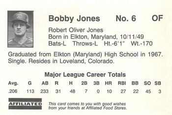 1983 Affiliated Food Stores Texas Rangers #NNO Bobby Jones Back