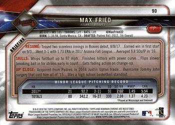 2018 Bowman - Orange #90 Max Fried Back