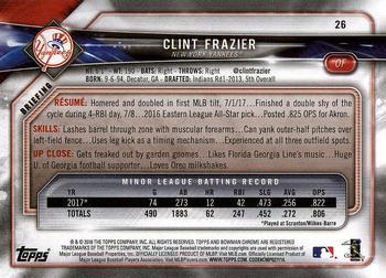 2018 Bowman - Platinum #26 Clint Frazier Back