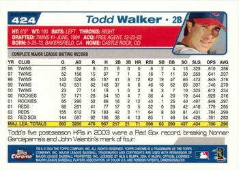 2004 Topps Chrome - Black Refractors #424 Todd Walker Back