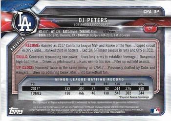 2018 Bowman - Chrome Prospect Autographs #CPA-DP DJ Peters Back