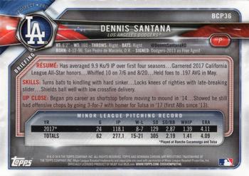 2018 Bowman - Chrome Prospects #BCP36 Dennis Santana Back