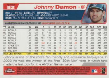 2004 Topps Chrome - Refractors #82 Johnny Damon Back