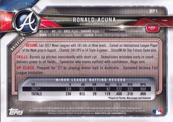 2018 Bowman - Prospects #BP1 Ronald Acuna Back